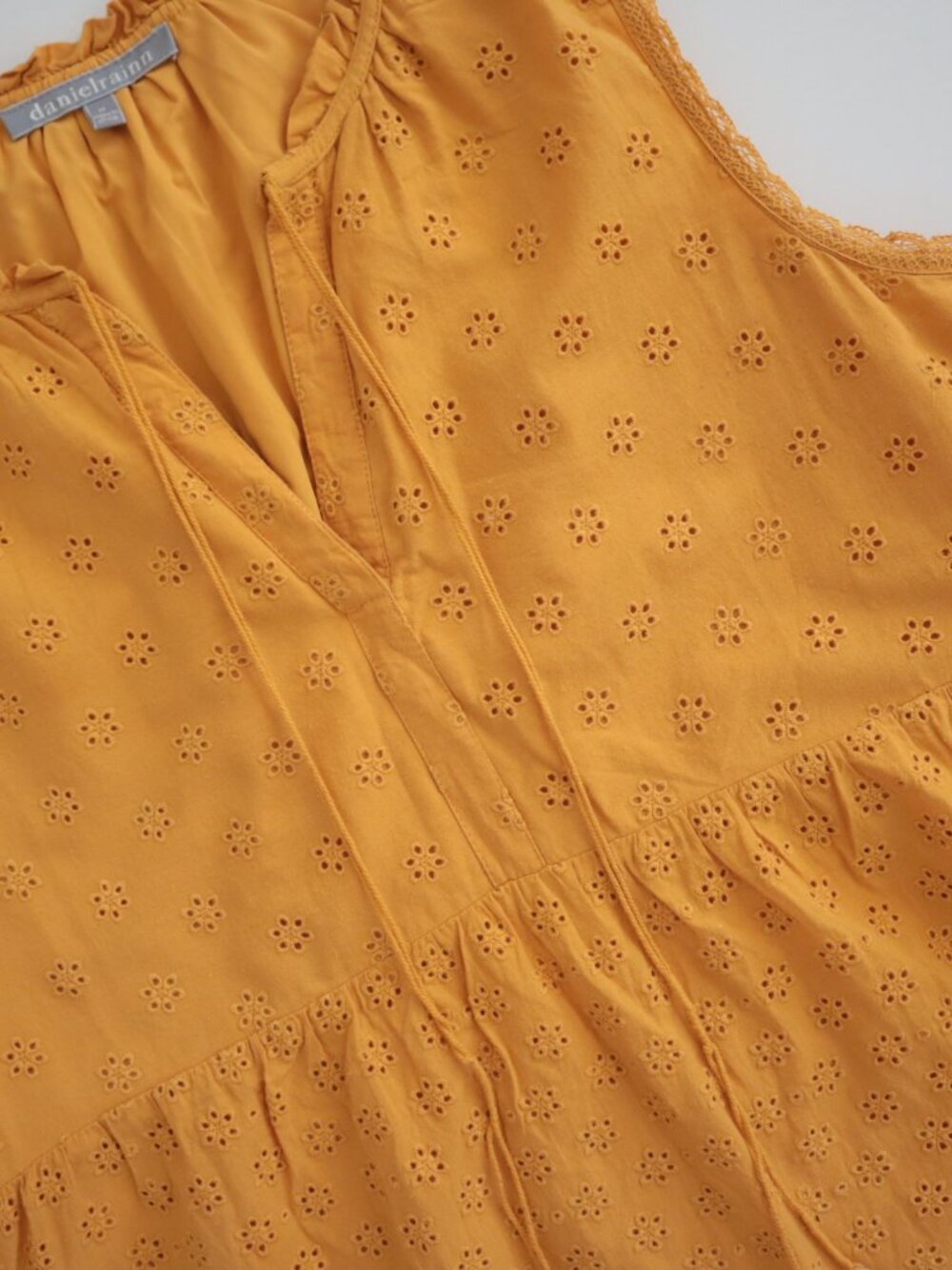 Daniel Rainn Golden Yellow Eyelet Lace Maxi Dress | M - Picture 5 of 7